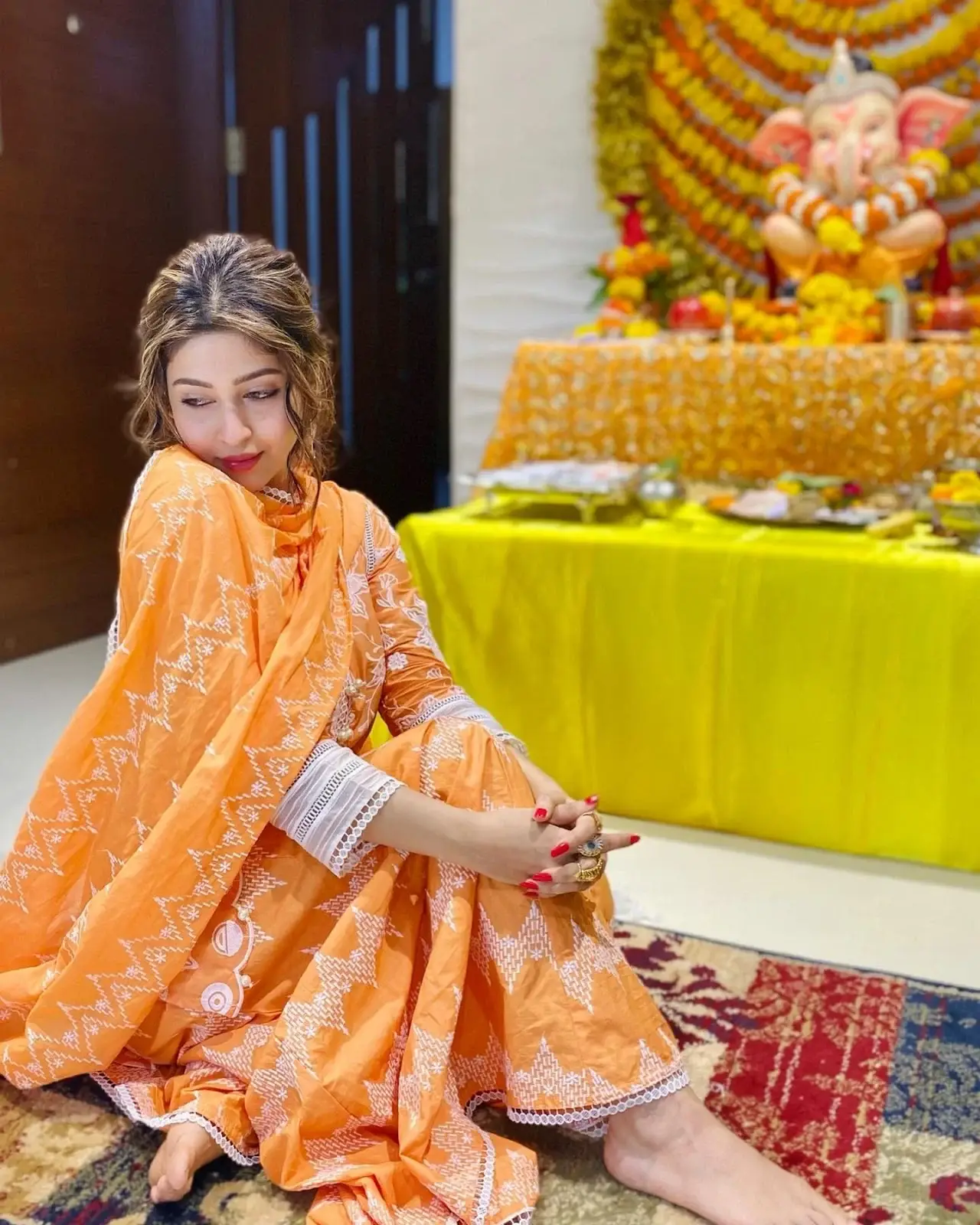 Sonarika Bhadoria in Traditional Orange Dress